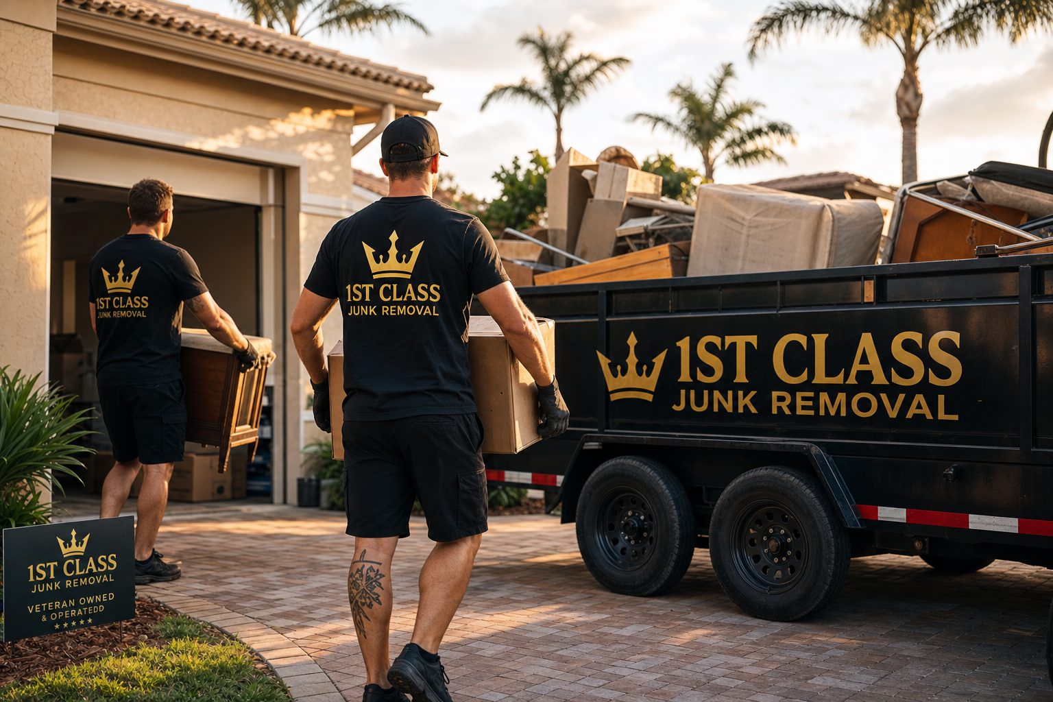 1st Class Junk Removal crew doing estate cleanout in Palm Beach County